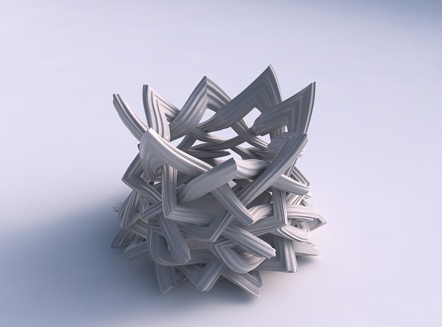 Bowl with interlacing lattice and extruded lines streched top 3D print model_0