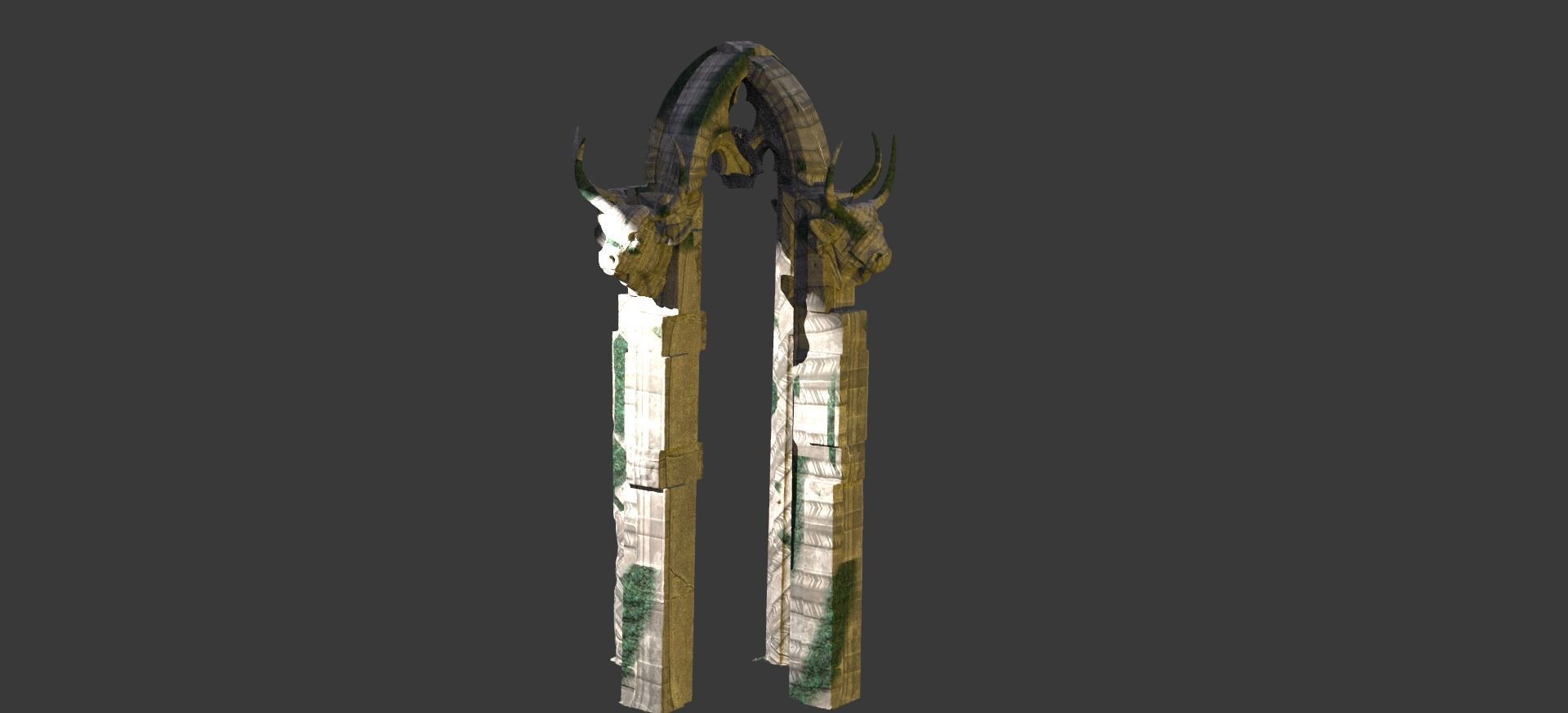 Bulls head Stone arch  3D model_1