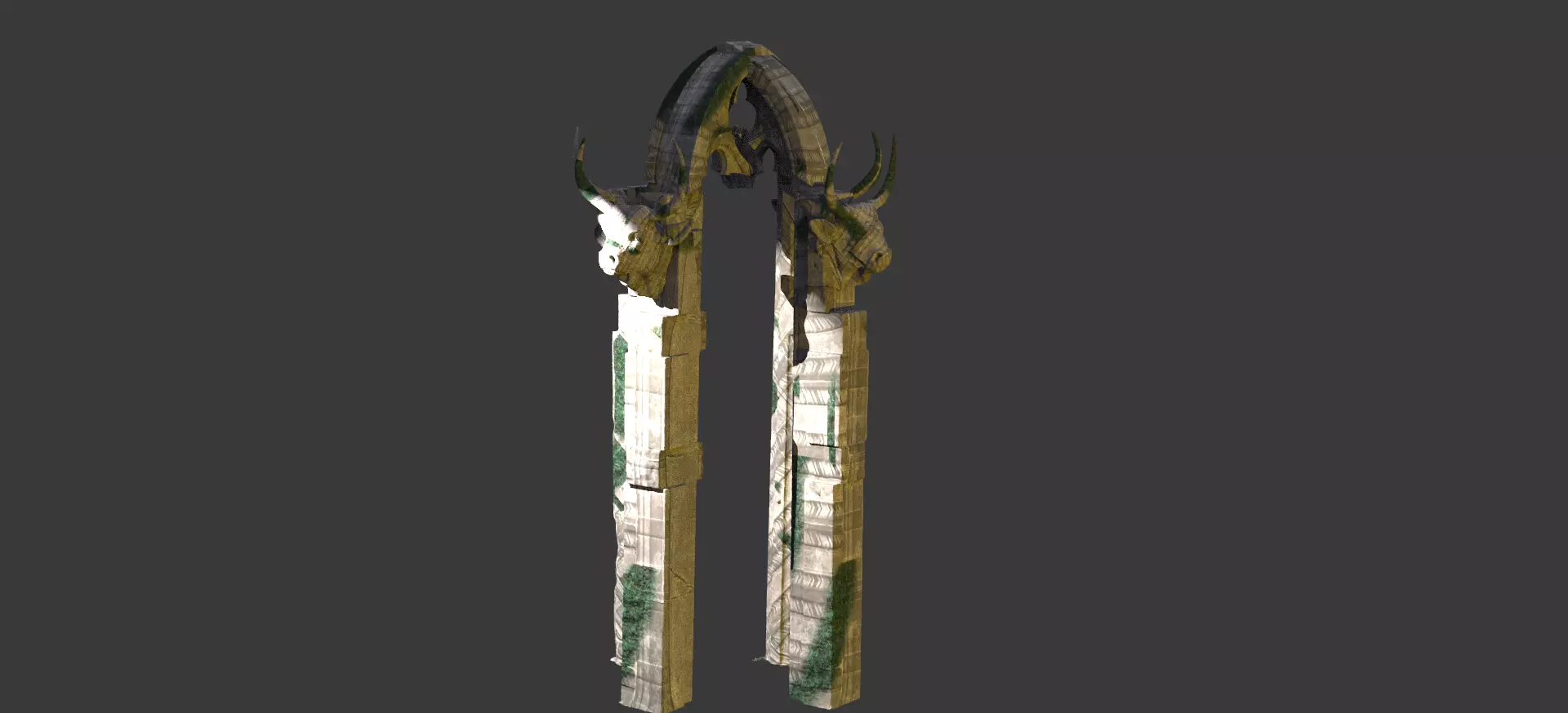 Bulls head Stone arch  3D model_0