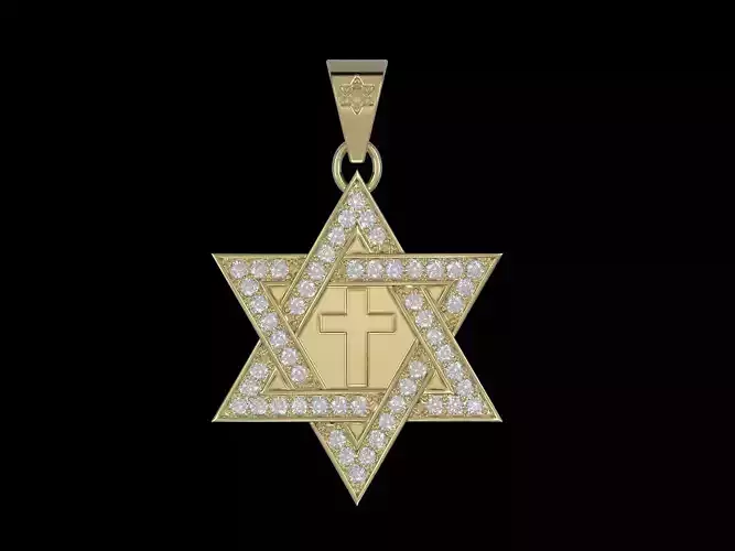 Star of david cross pendant