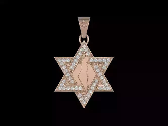 Israel map on david star pendant
