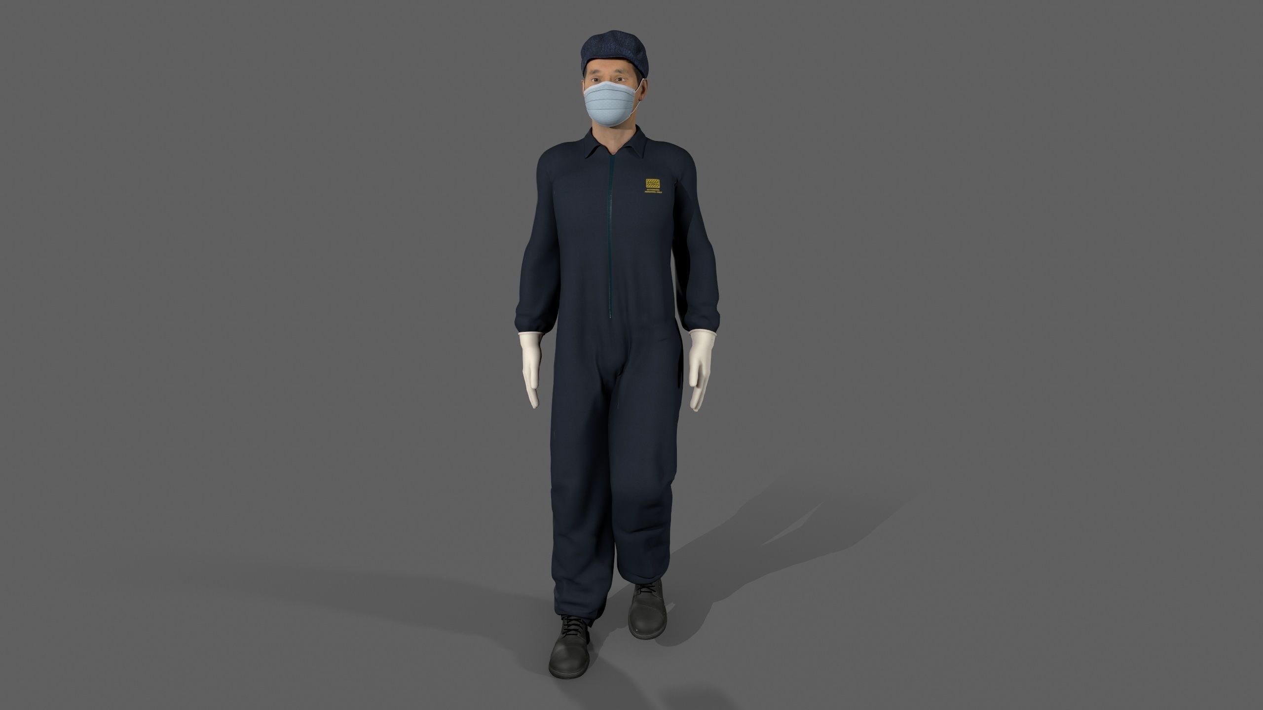 Worker Character 3D model Low-poly 3D model_7