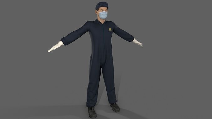 Worker Character 3D model Low-poly 3D model