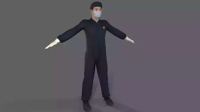 Worker Character 3D model Low-poly 3D model