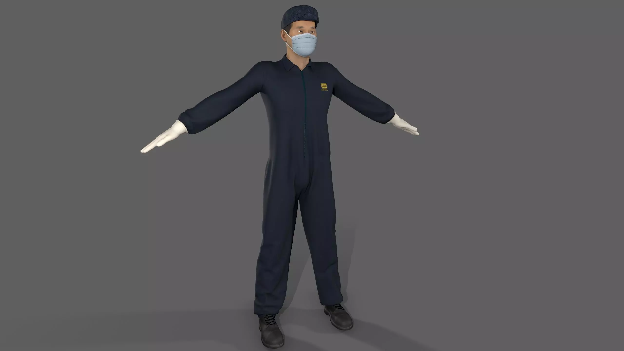 Worker Character 3D model Low-poly 3D model_0