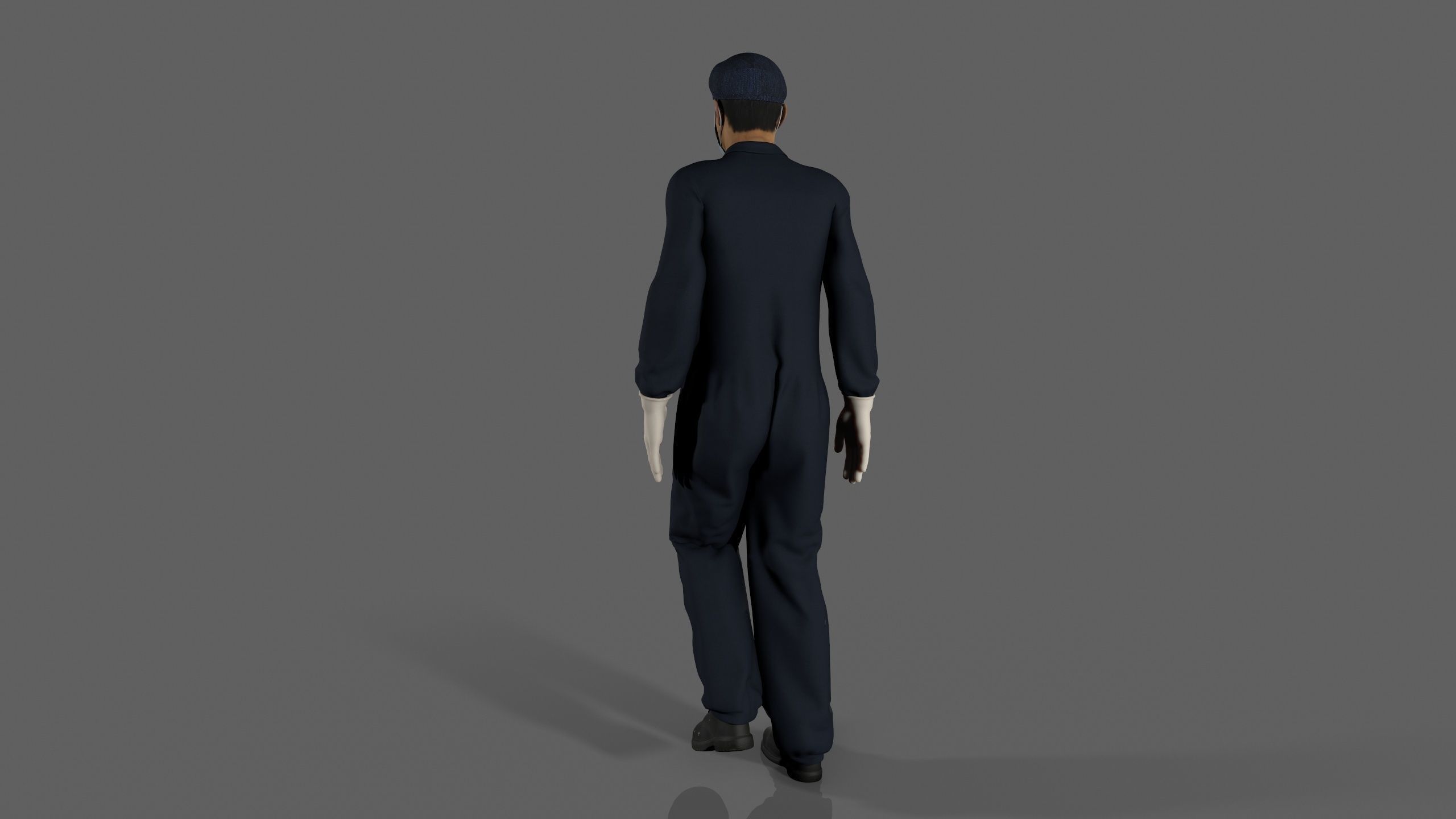 Worker Character 3D model Low-poly 3D model_6