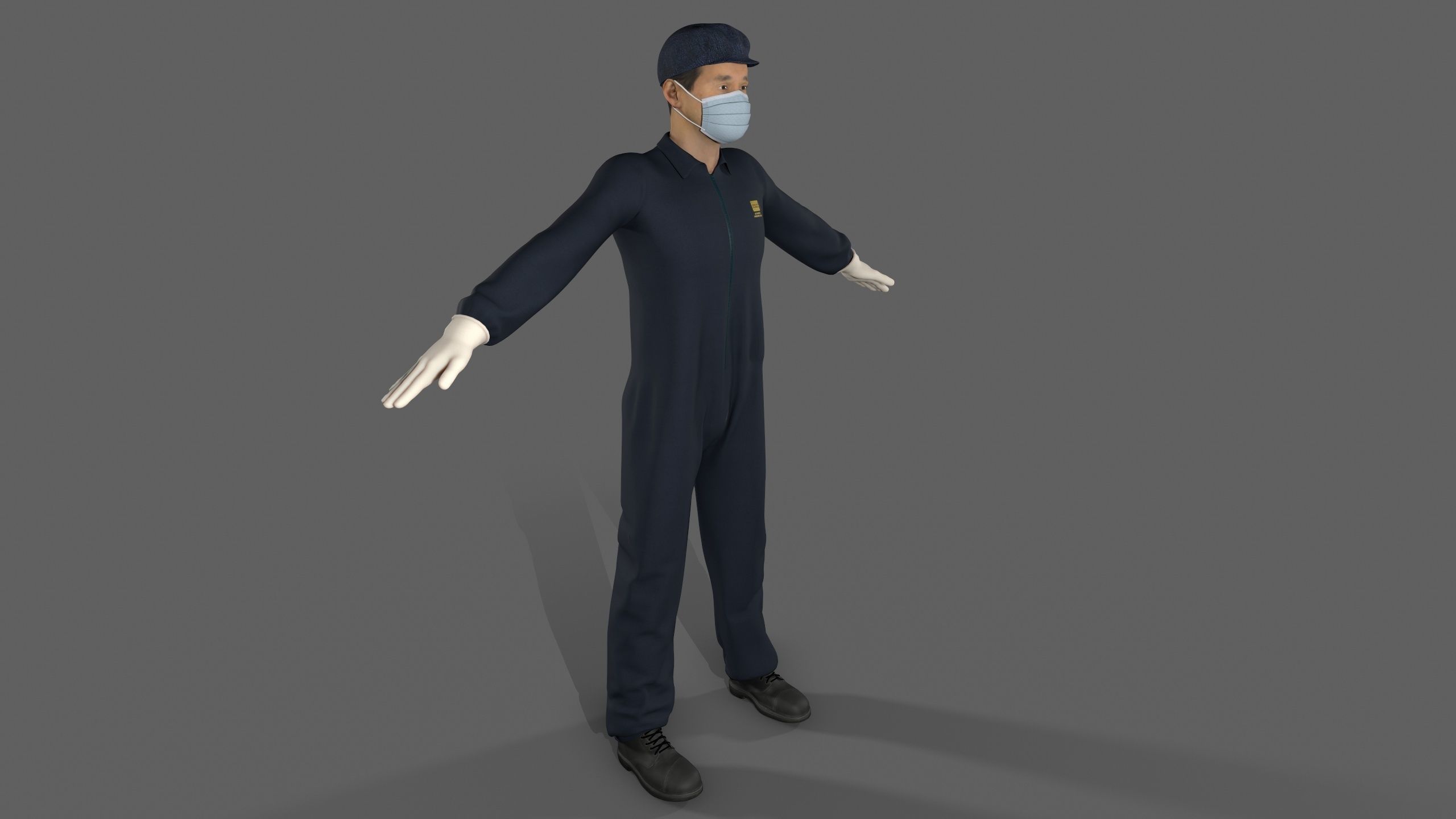 Worker Character 3D model Low-poly 3D model_3