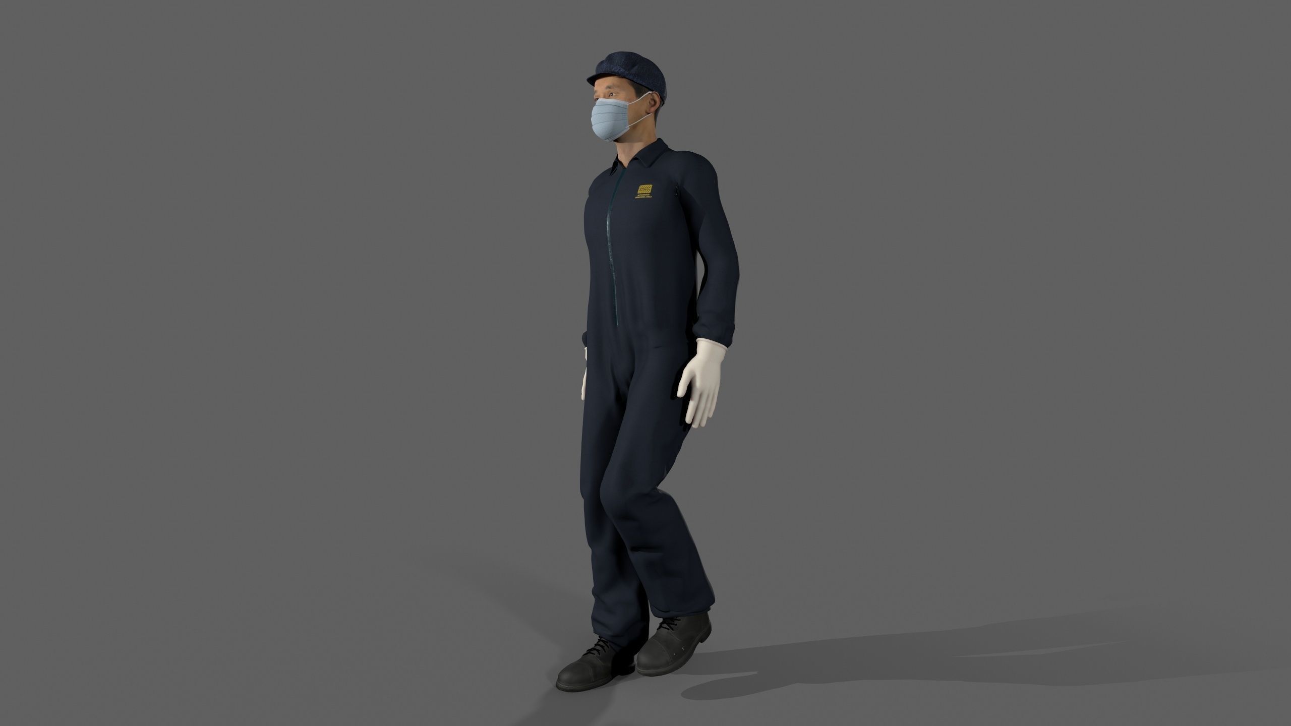 Worker Character 3D model Low-poly 3D model_5