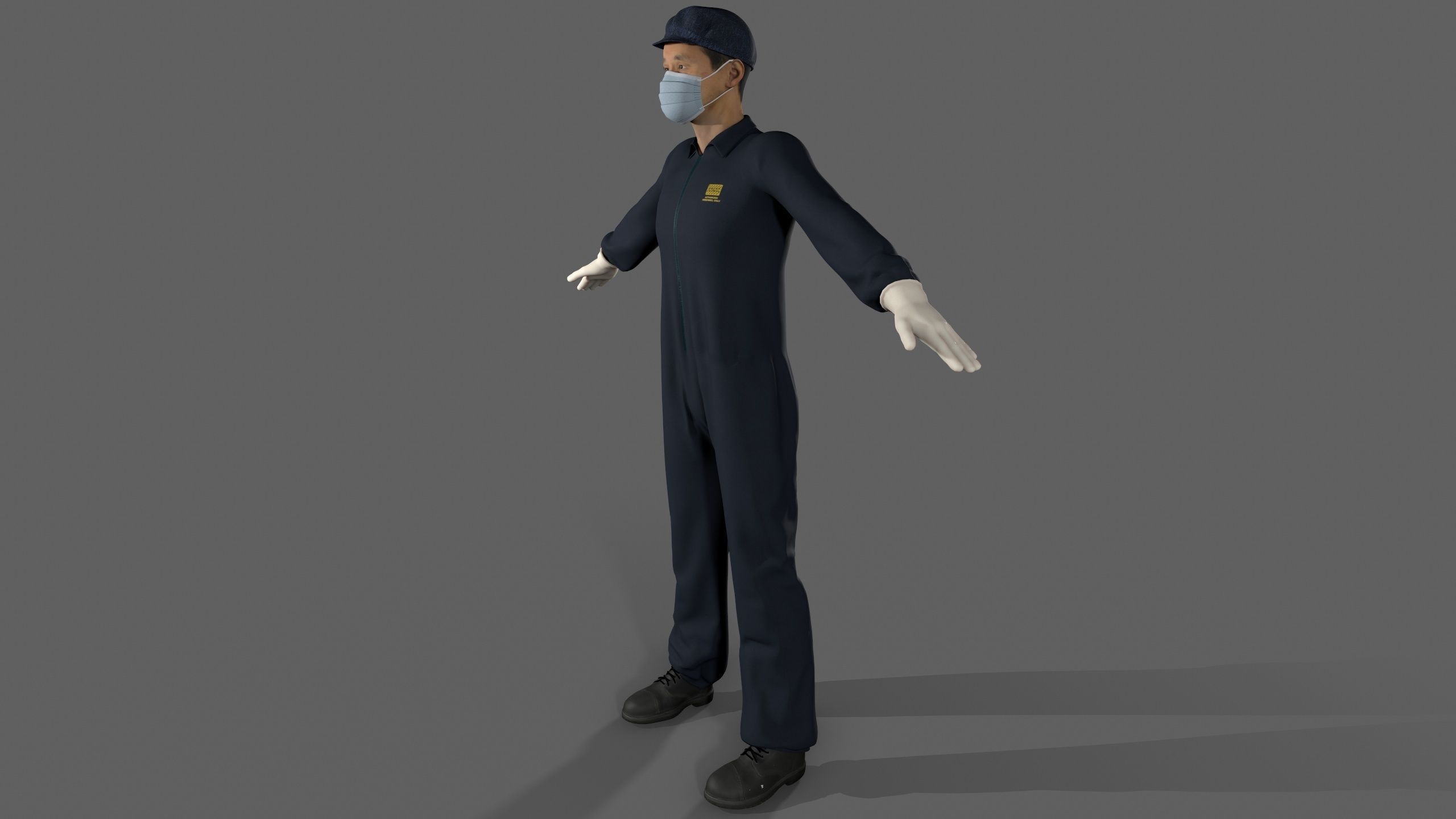 Worker Character 3D model Low-poly 3D model_1