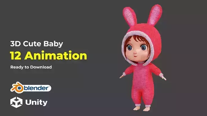 Cute Baby with Coat Animated in Blender and Unity