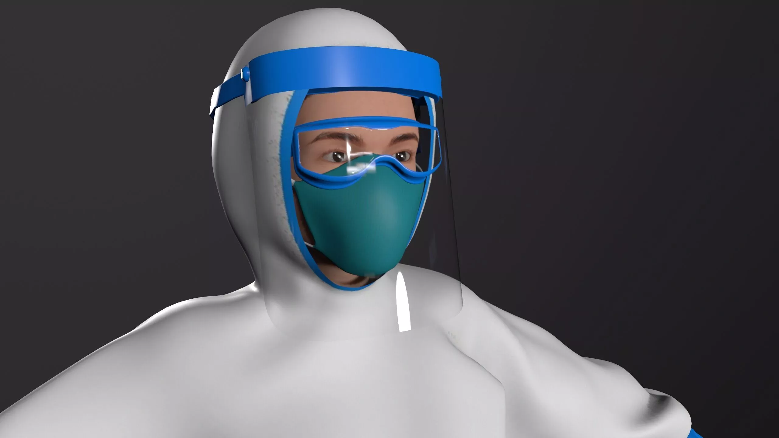 Hazmat suit man Low-poly 3D model