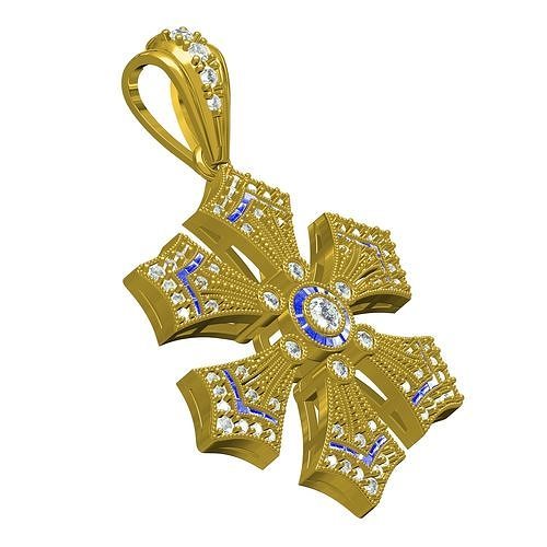 Round Diamond Pave Set Art Deco Pendant 3D print model