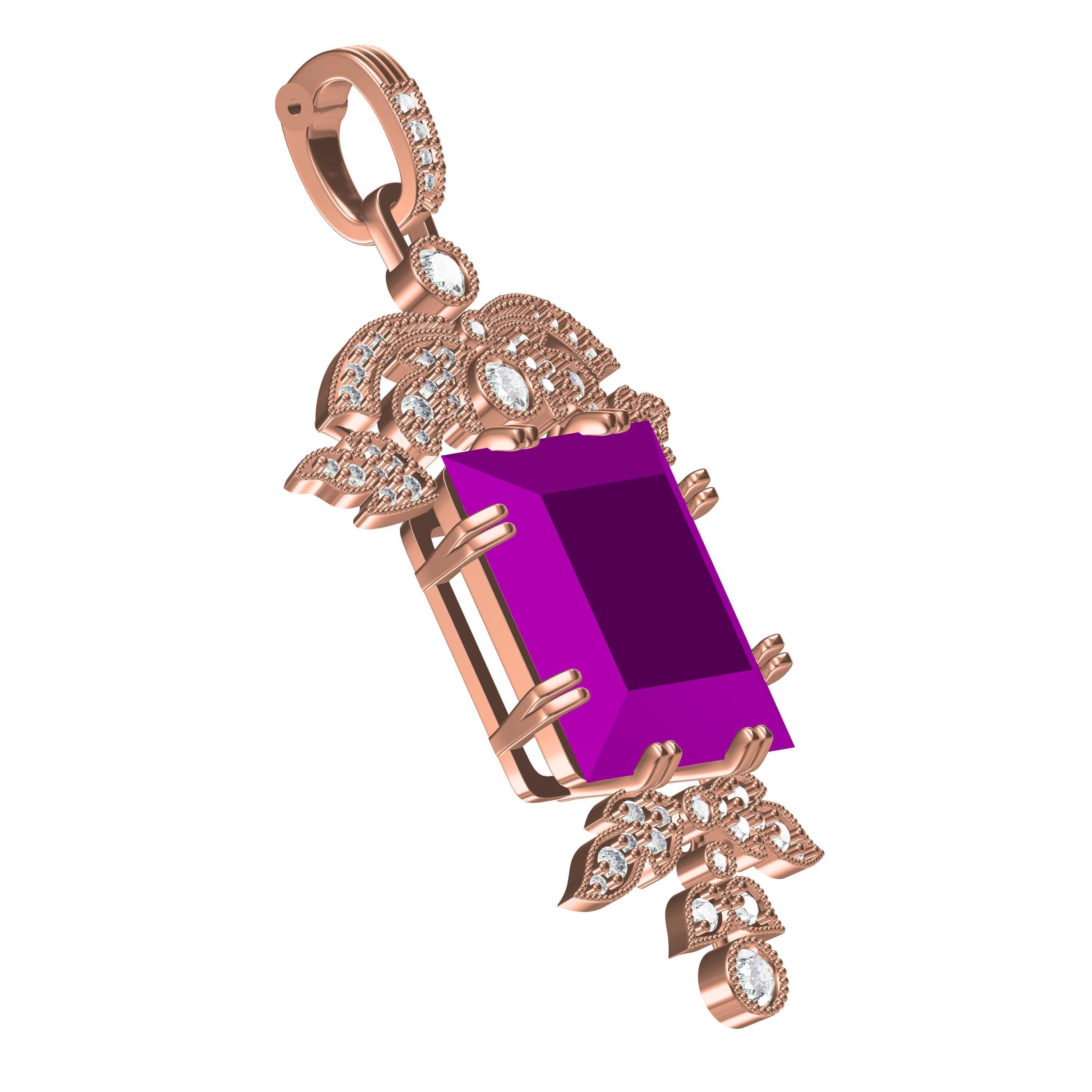 Art Deco and Pave Set Round Diamond Pendant 3D print model_9