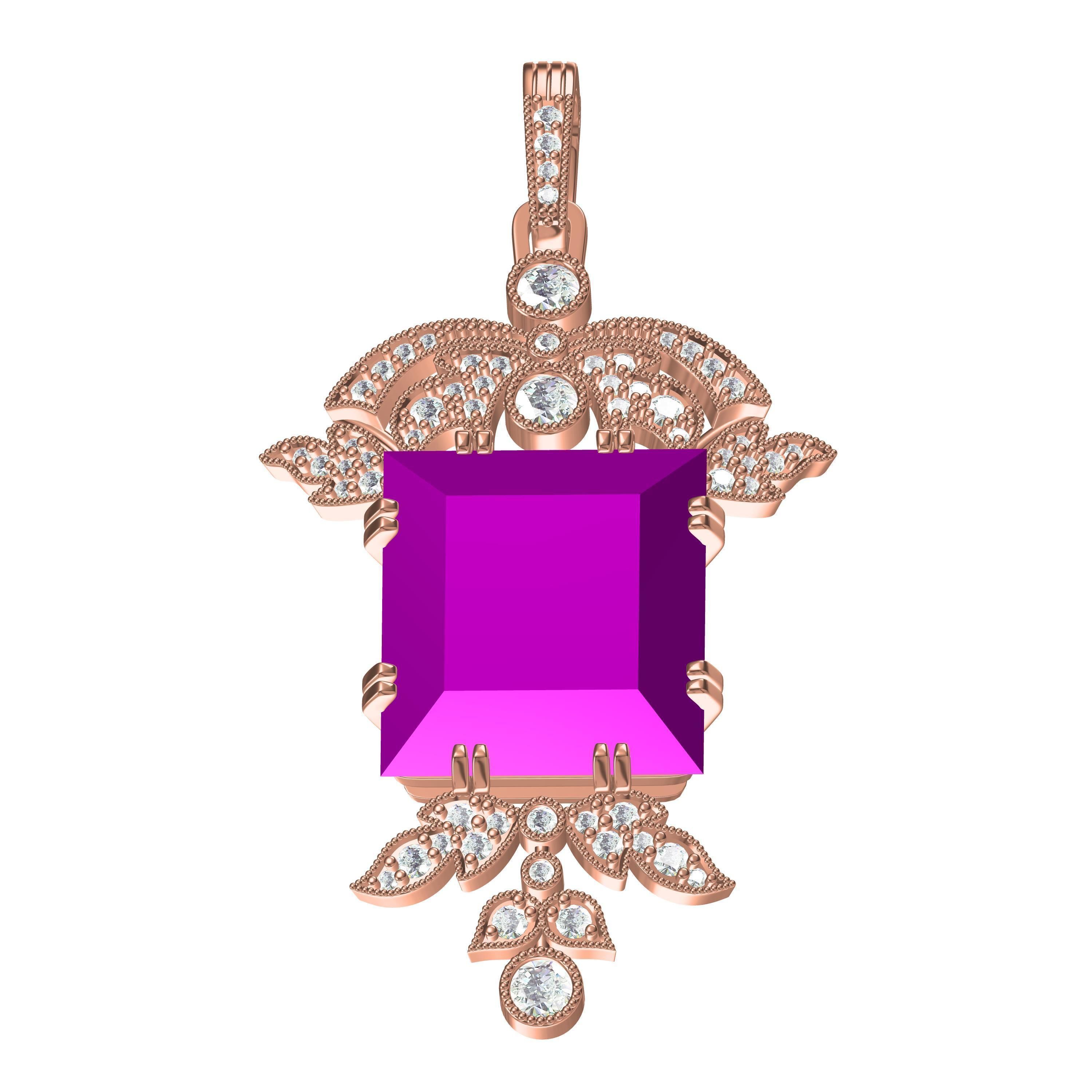 Art Deco and Pave Set Round Diamond Pendant 3D print model_7