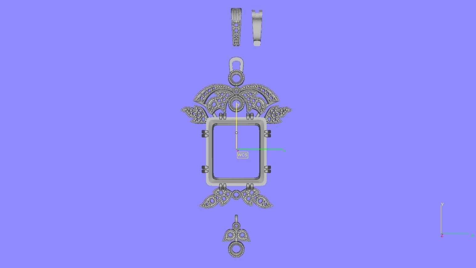 Art Deco and Pave Set Round Diamond Pendant 3D print model_14