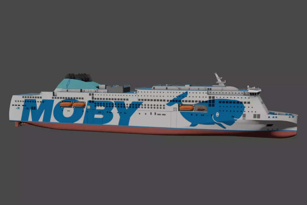 Passenger Ro-Ro Cargo Ship 3D  model Low-poly 3D model_0