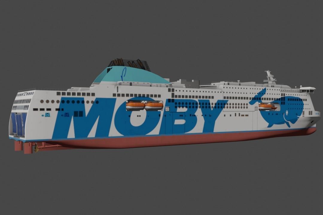 Passenger Ro-Ro Cargo Ship 3D  model Low-poly 3D model_6