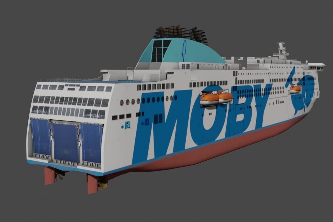 Passenger Ro-Ro Cargo Ship 3D  model Low-poly 3D model_5