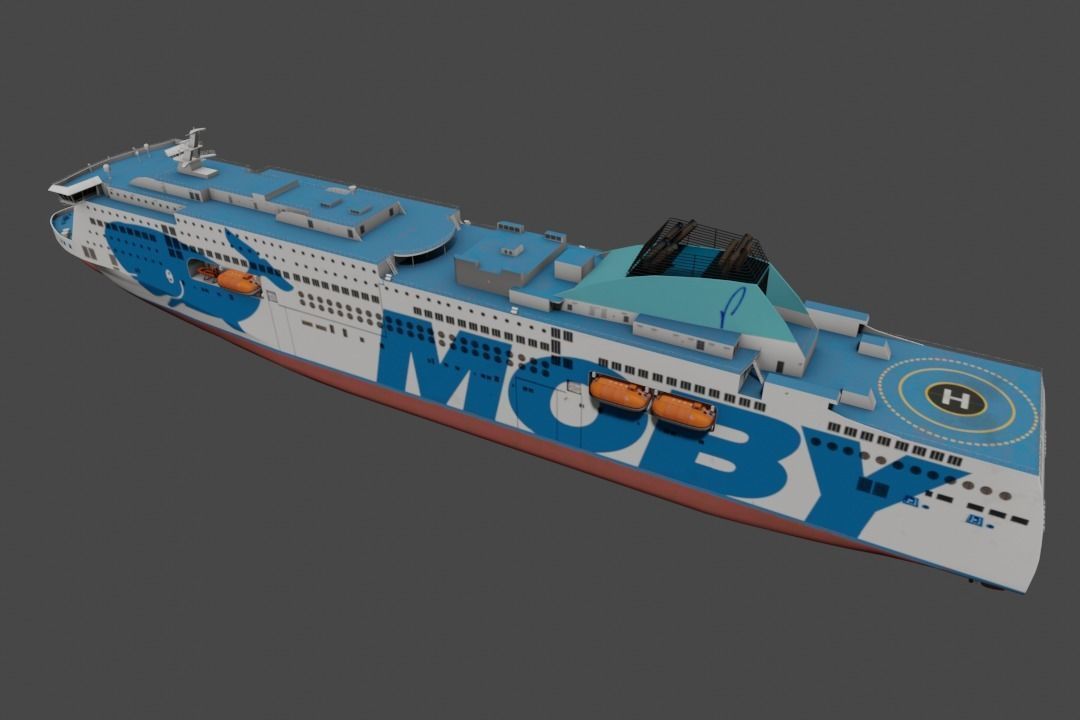Passenger Ro-Ro Cargo Ship 3D  model Low-poly 3D model_8
