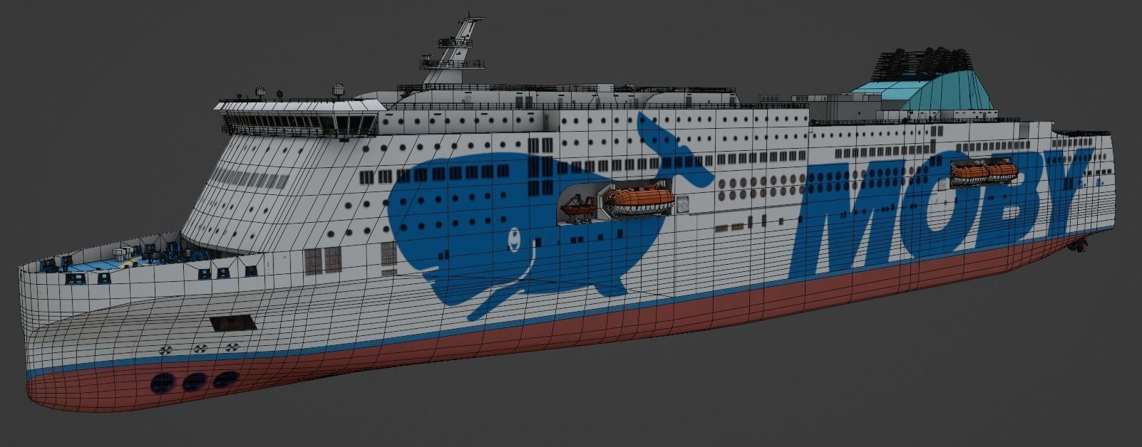 Passenger Ro-Ro Cargo Ship 3D  model Low-poly 3D model_11
