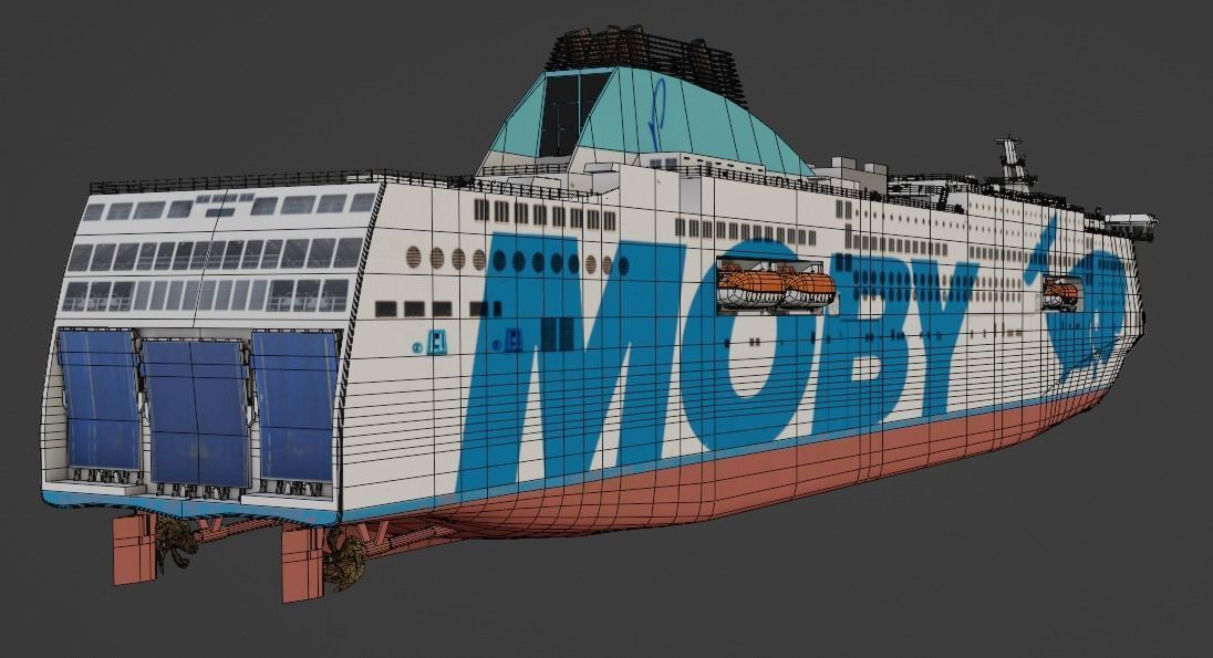 Passenger Ro-Ro Cargo Ship 3D  model Low-poly 3D model_2