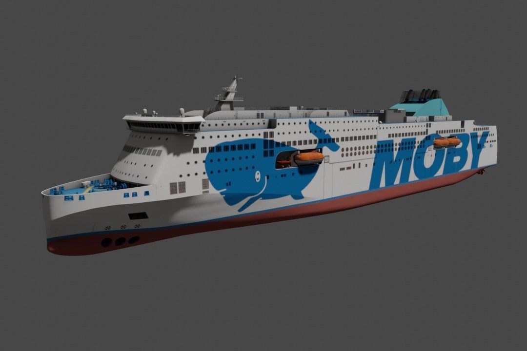 Passenger Ro-Ro Cargo Ship 3D  model Low-poly 3D model_9