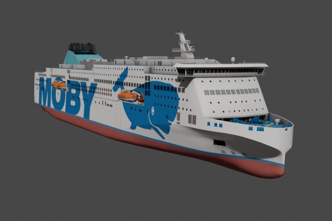 Passenger Ro-Ro Cargo Ship 3D  model Low-poly 3D model_1
