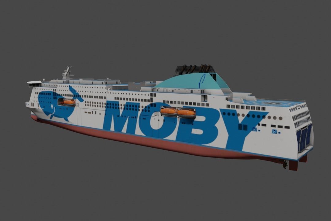 Passenger Ro-Ro Cargo Ship 3D  model Low-poly 3D model_7