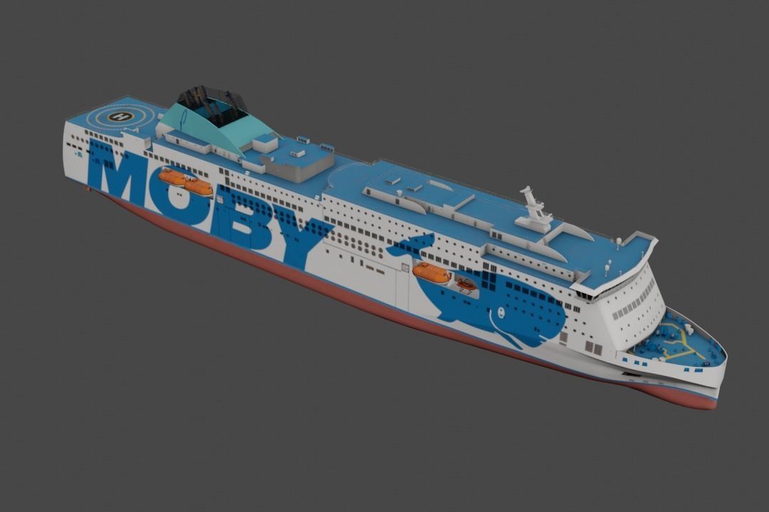 Passenger Ro-Ro Cargo Ship 3D  model Low-poly 3D model_4