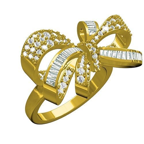 Antique Duette Style Knot Solitaire Ring 3D print model