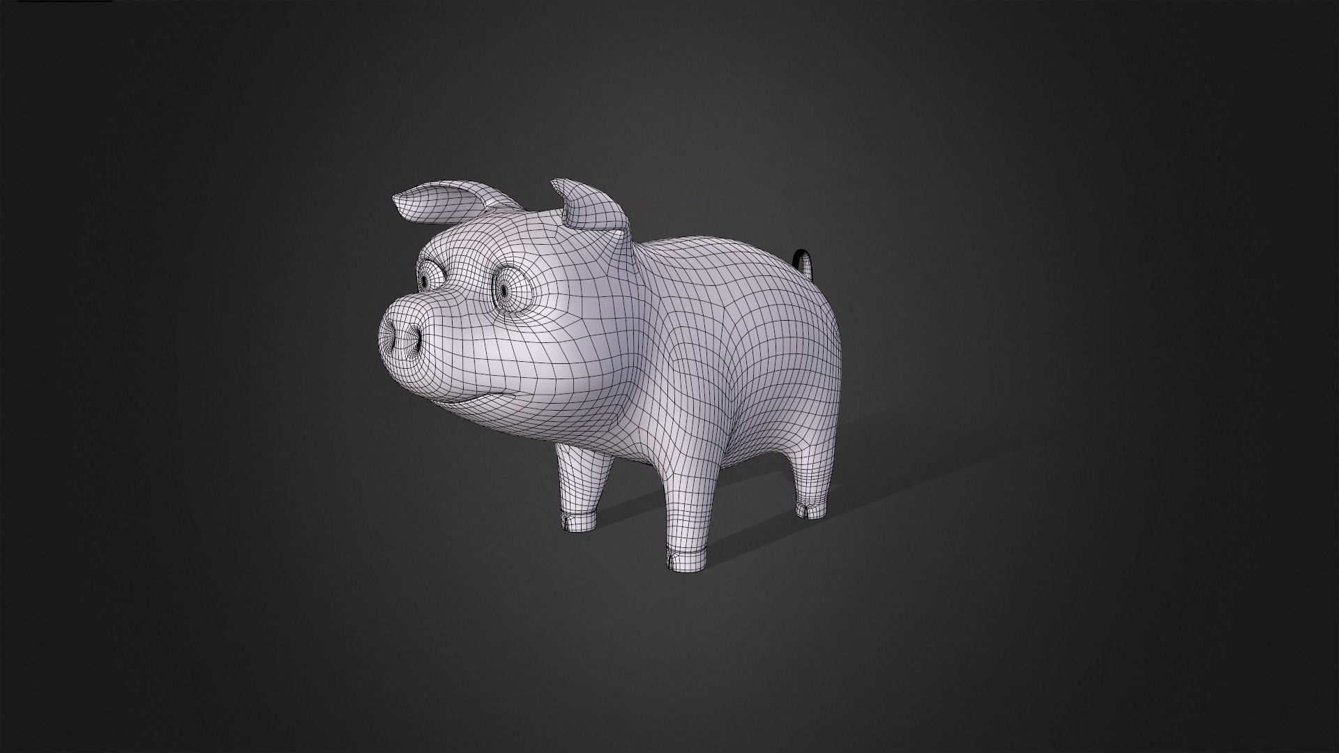Asset - Cartoons - Animal - Pink Pig Rigged 3D model_13