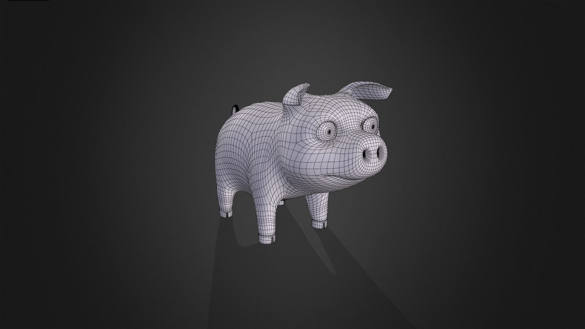 Asset - Cartoons - Animal - Pink Pig Rigged 3D model_16