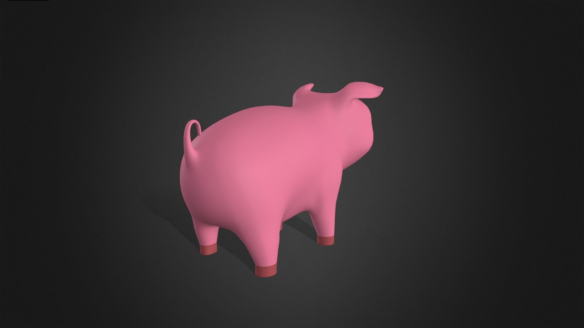 Asset - Cartoons - Animal - Pink Pig Rigged 3D model_6