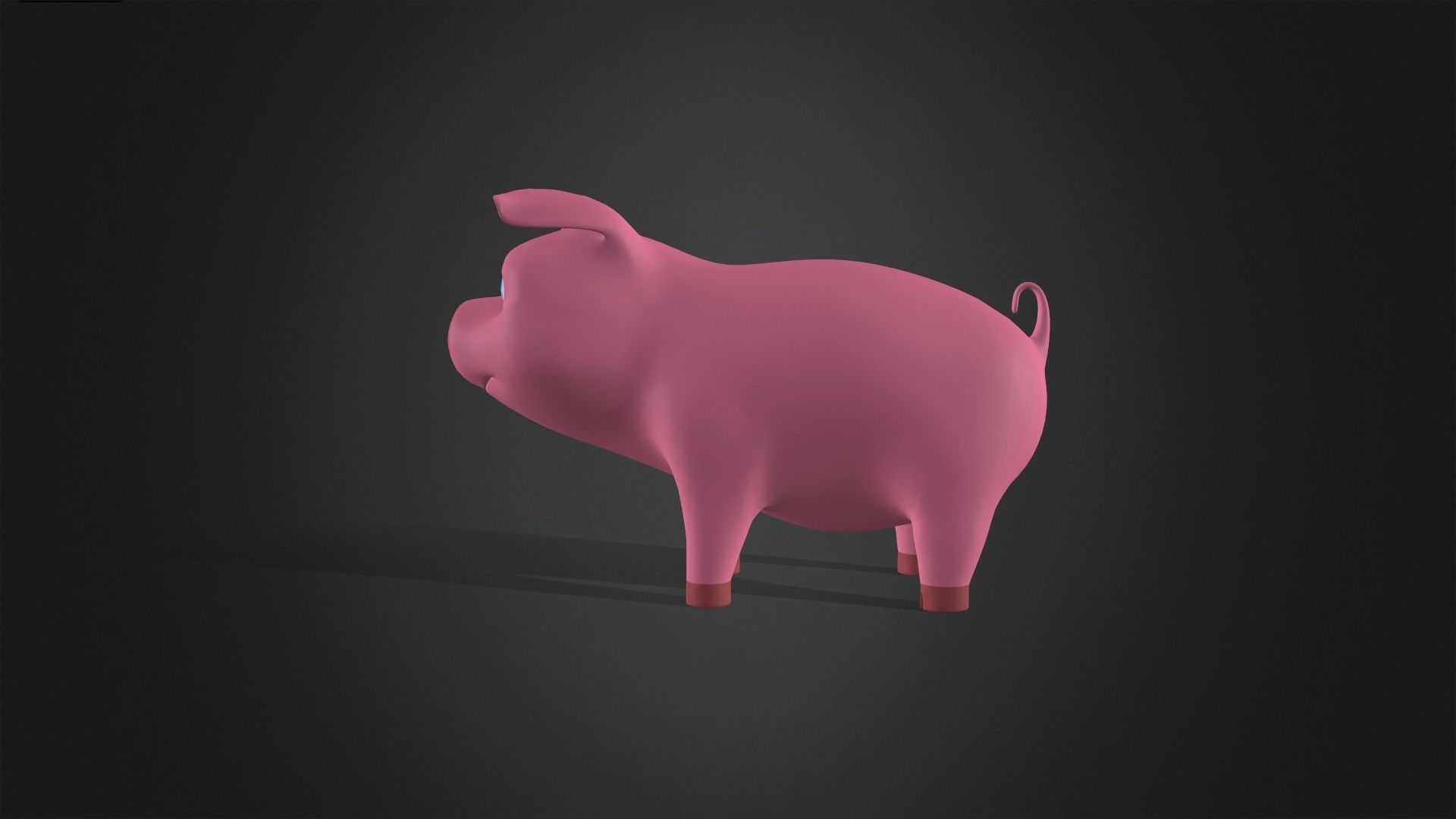 Asset - Cartoons - Animal - Pink Pig Rigged 3D model_10