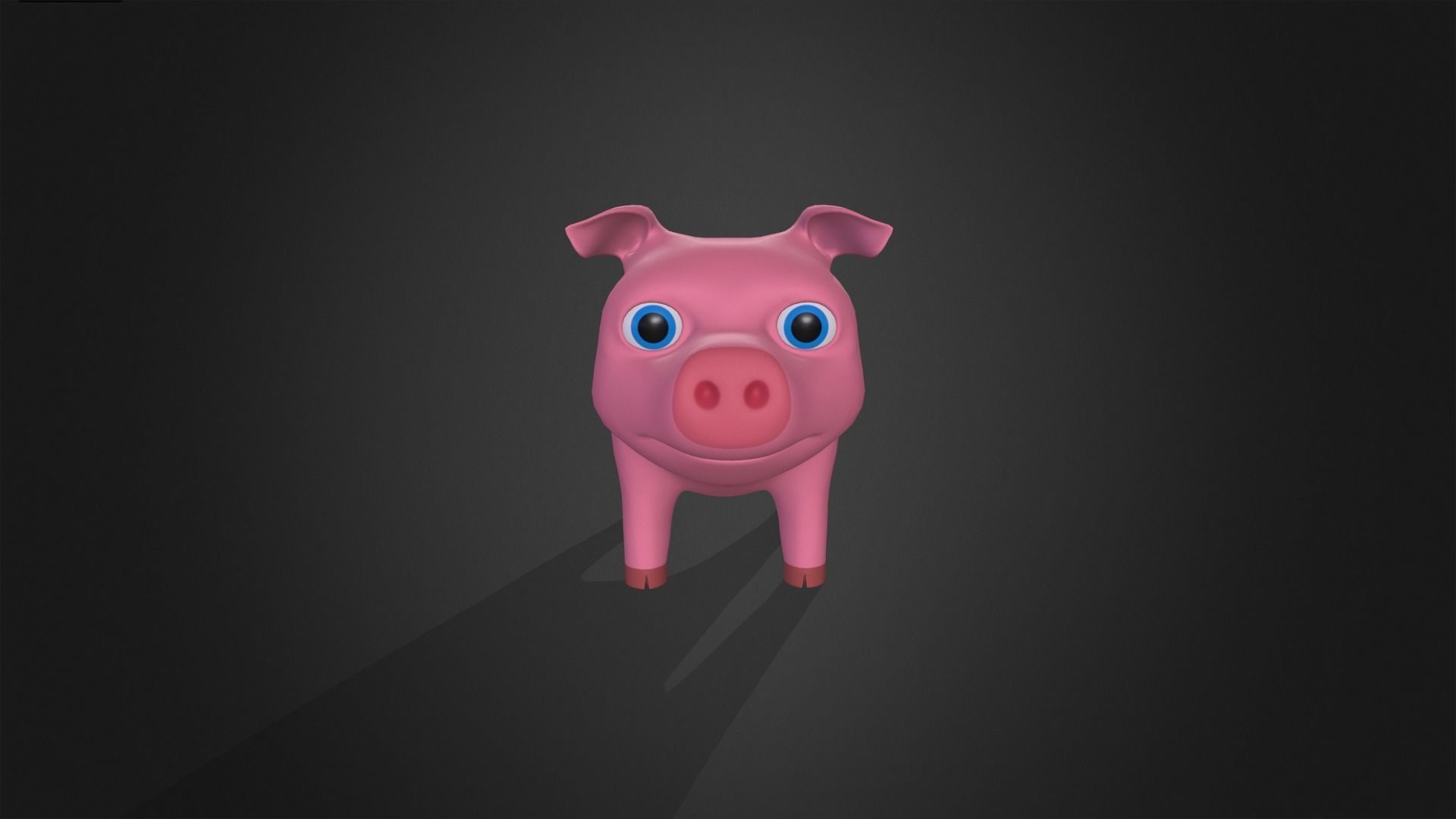 Asset - Cartoons - Animal - Pink Pig Rigged 3D model_14