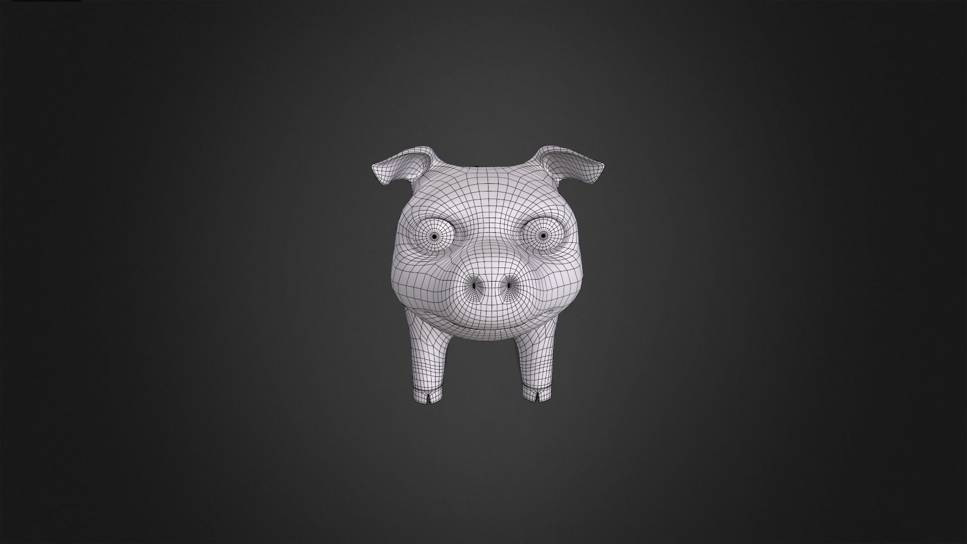 Asset - Cartoons - Animal - Pink Pig Rigged 3D model_3