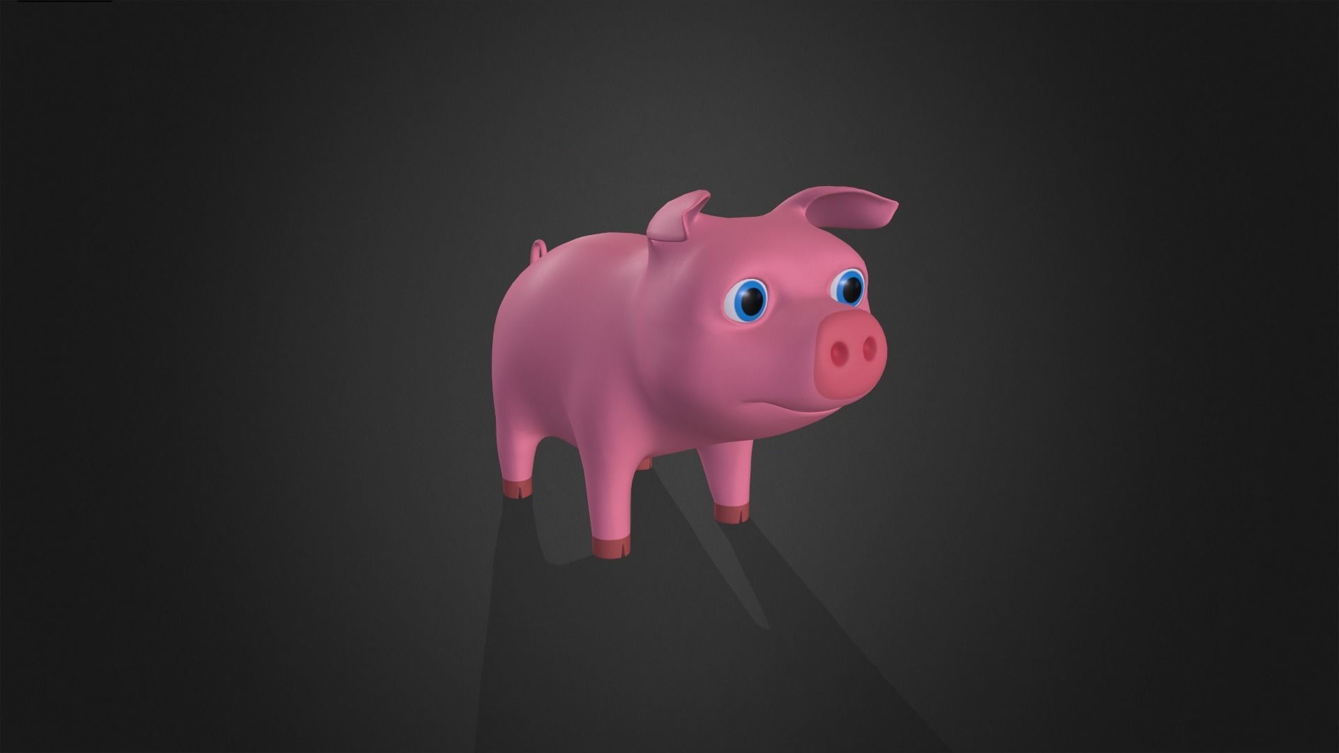 Asset - Cartoons - Animal - Pink Pig Rigged 3D model_15