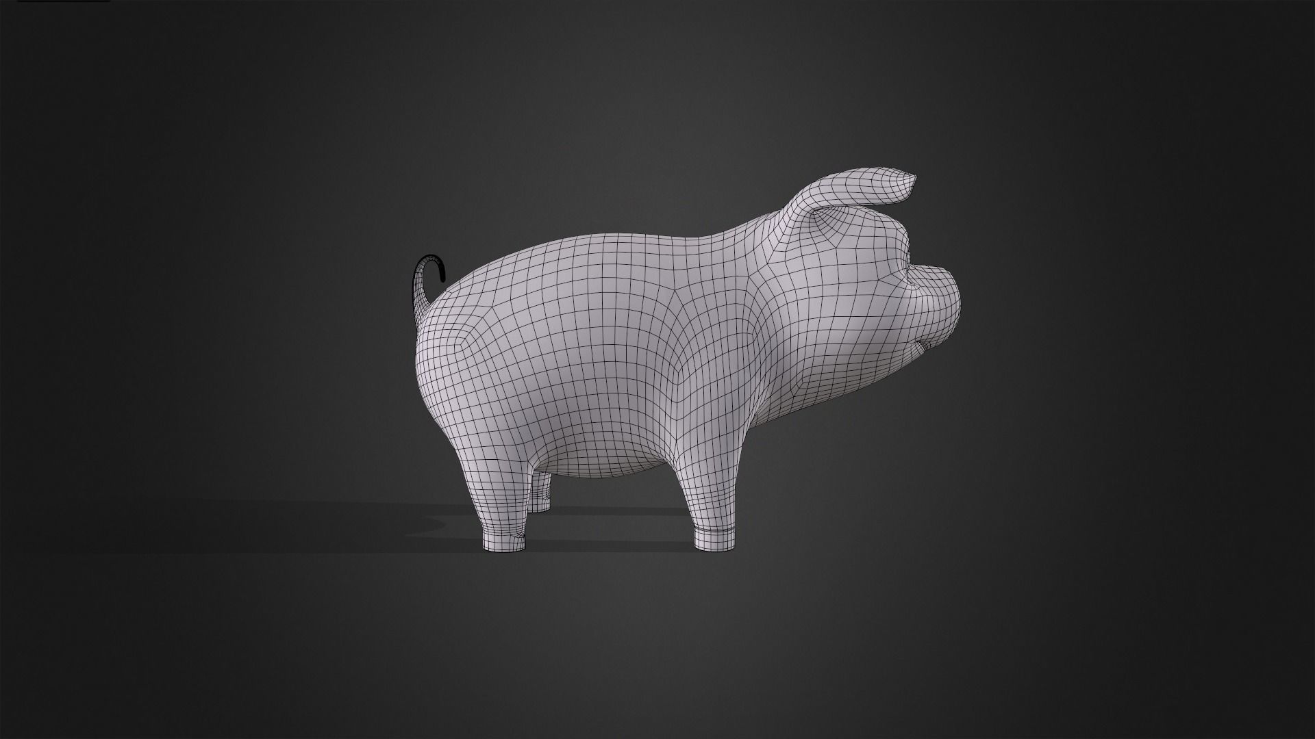 Asset - Cartoons - Animal - Pink Pig Rigged 3D model_5