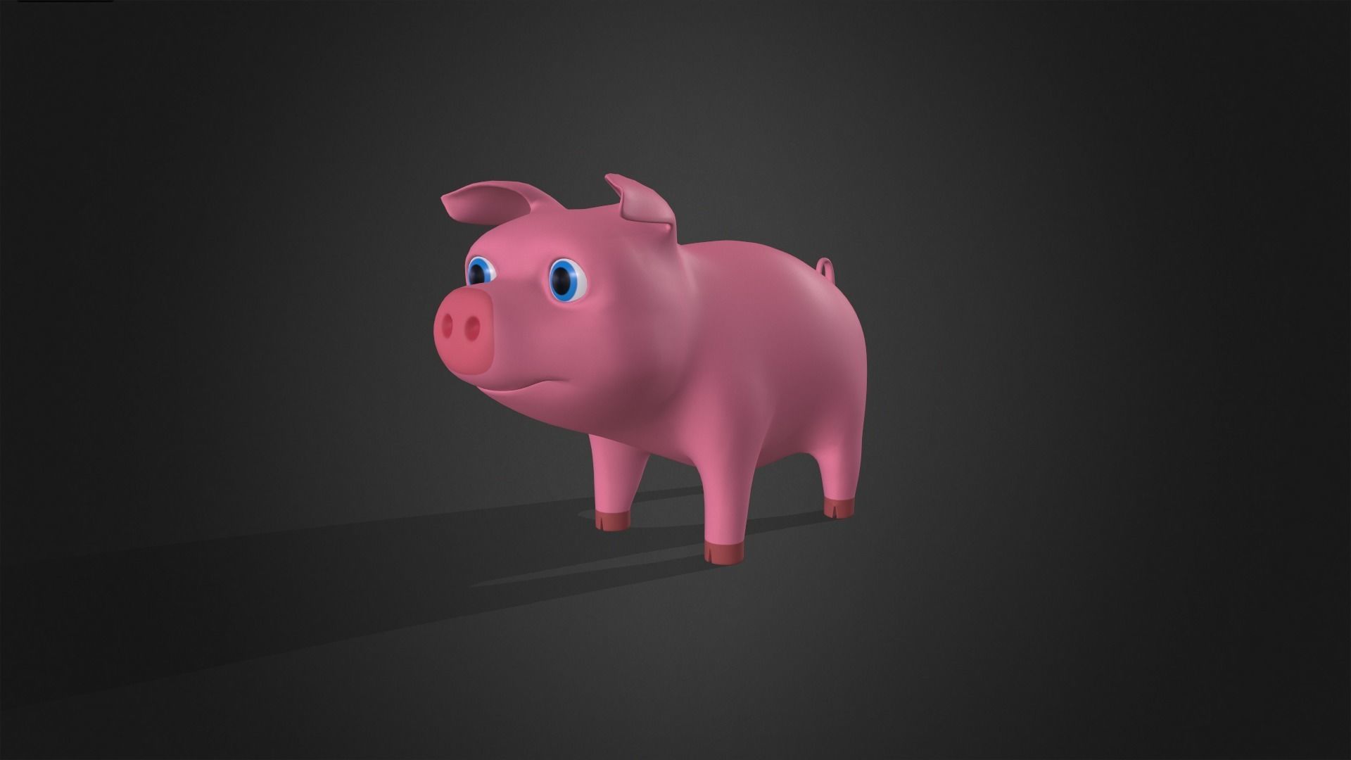 Asset - Cartoons - Animal - Pink Pig Rigged 3D model_12