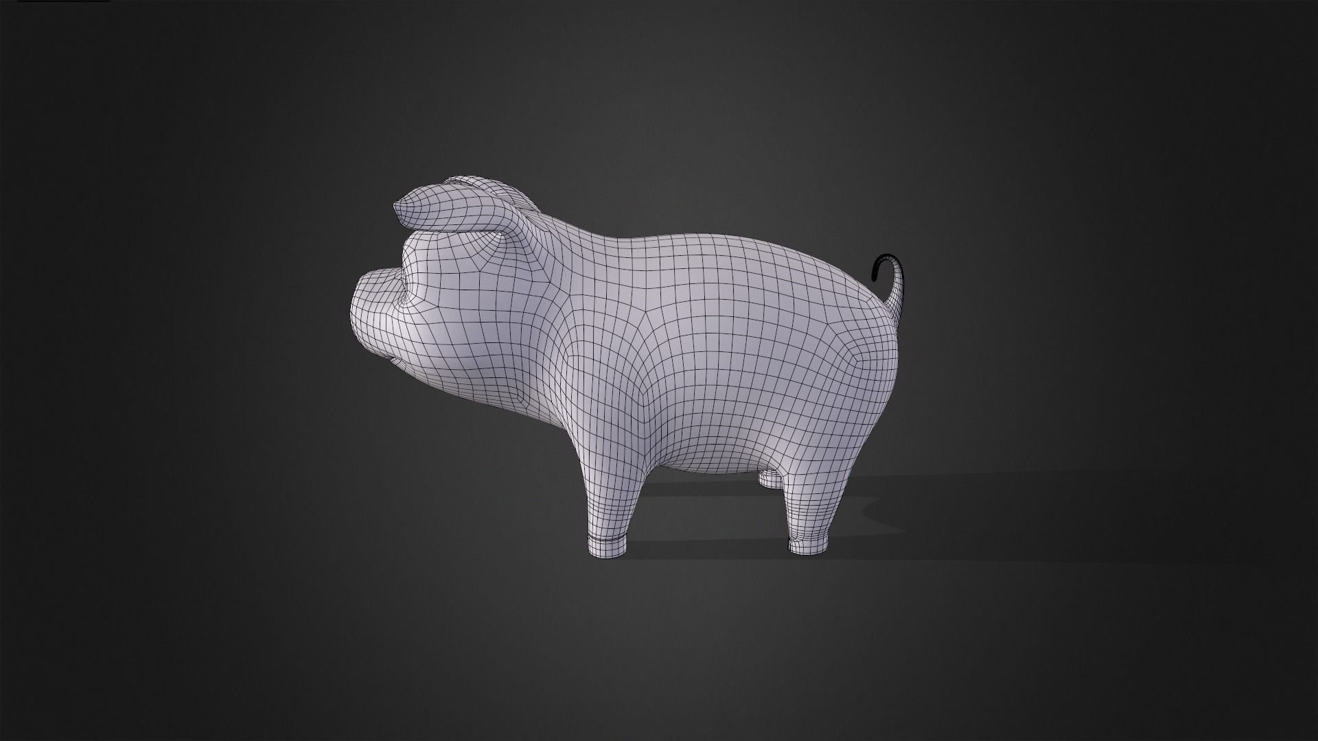 Asset - Cartoons - Animal - Pink Pig Rigged 3D model_11