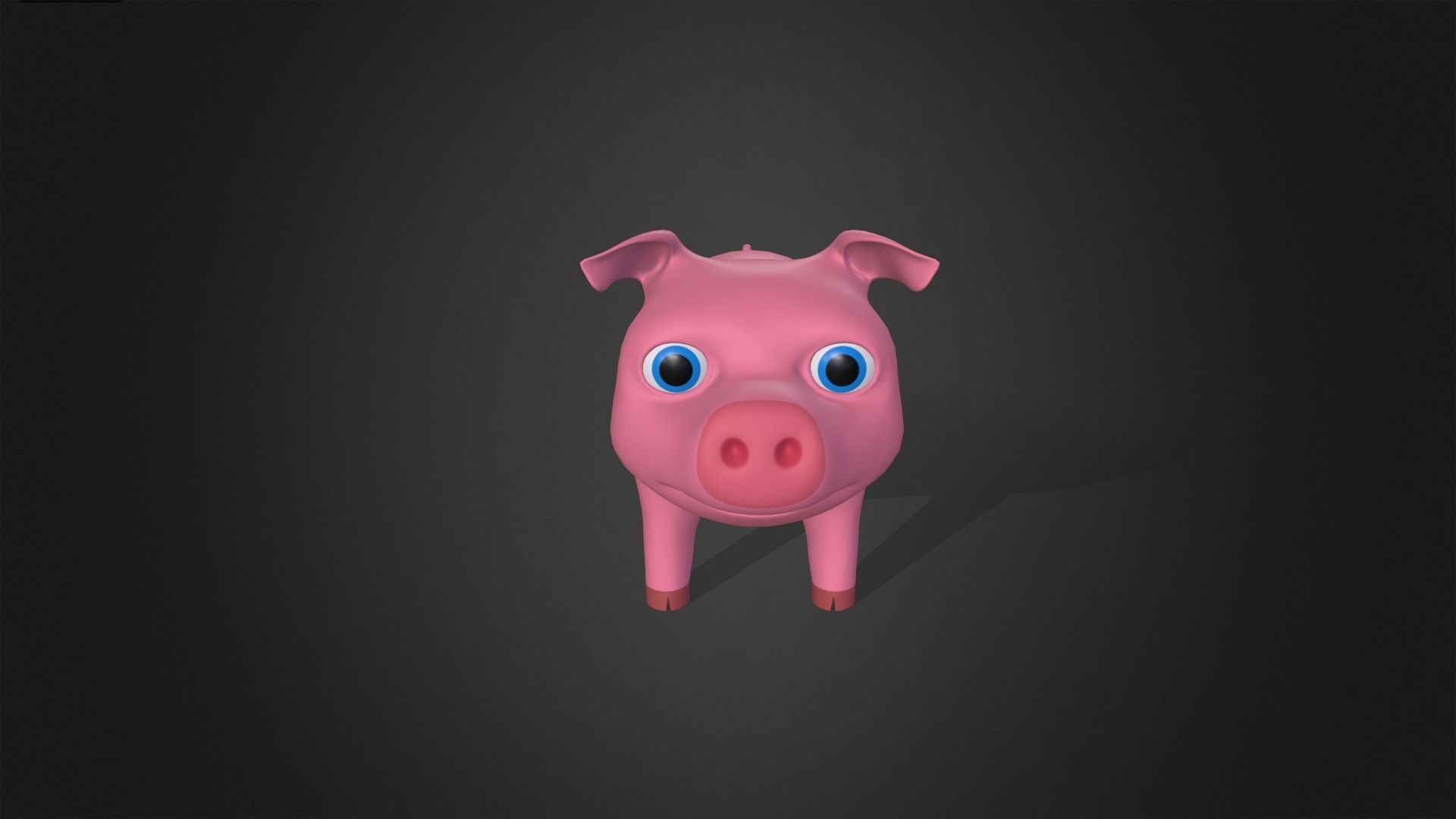 Asset - Cartoons - Animal - Pink Pig Rigged 3D model_2