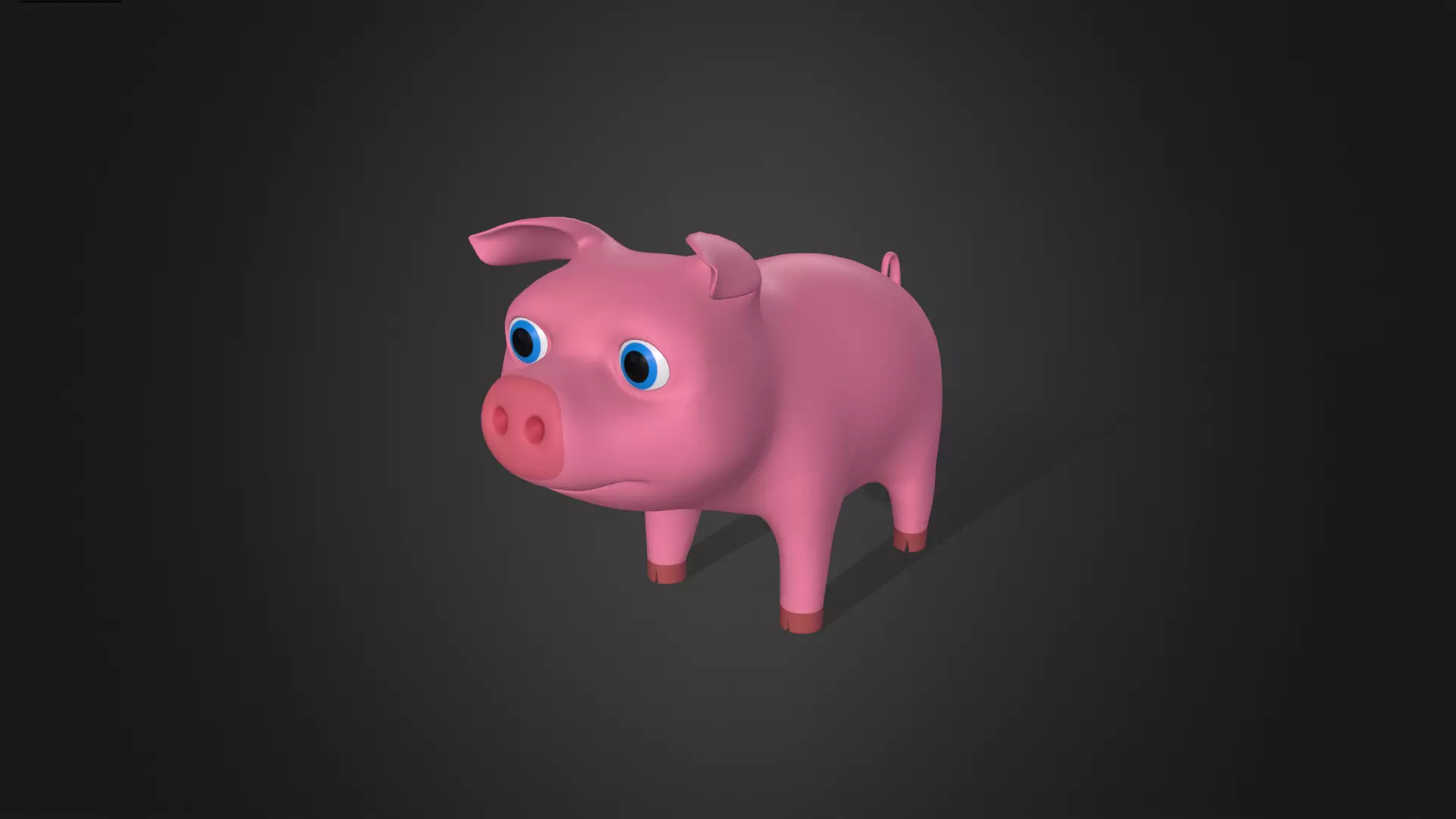 Asset - Cartoons - Animal - Pink Pig Rigged 3D model_0