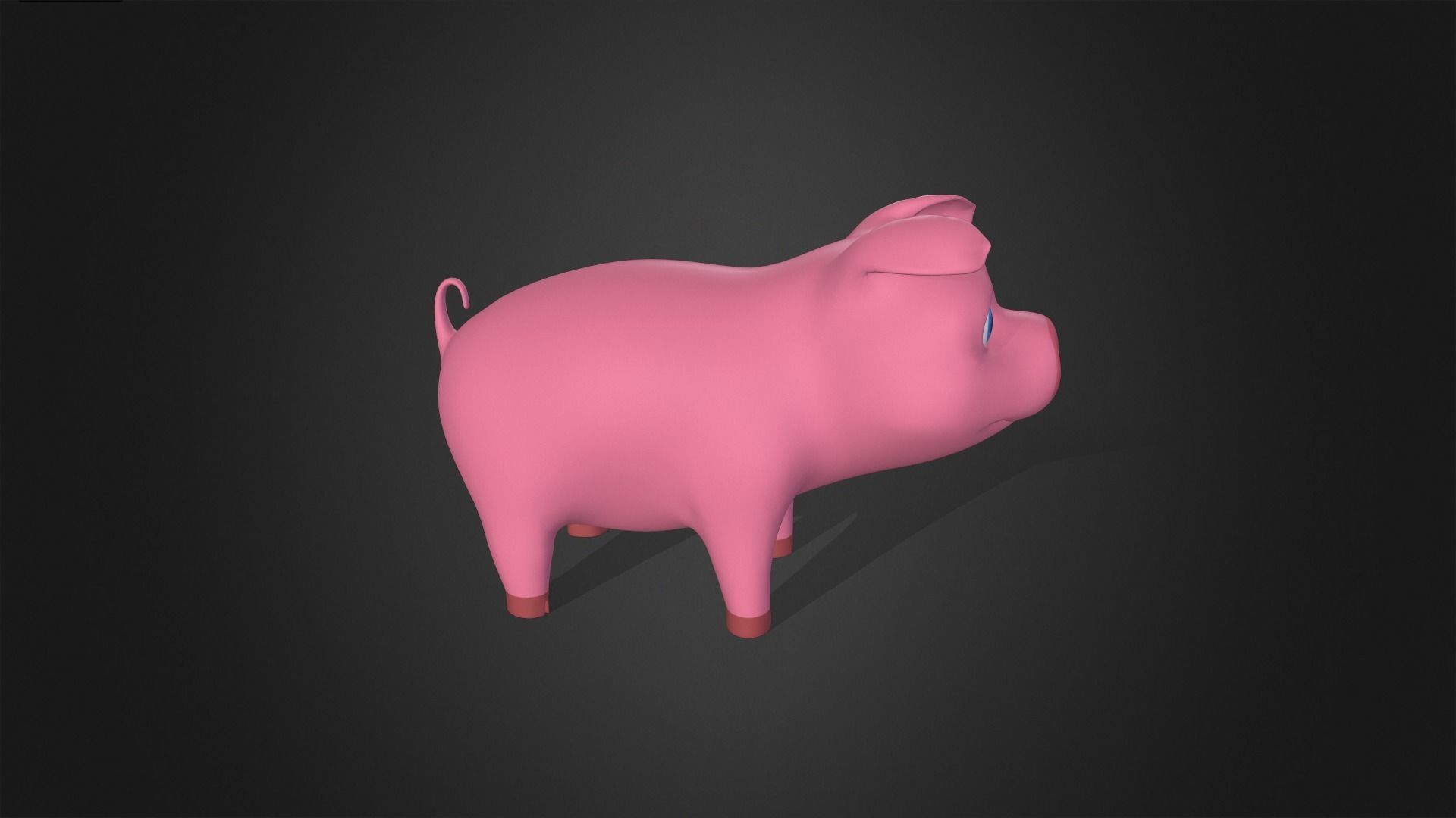 Asset - Cartoons - Animal - Pink Pig Rigged 3D model_4