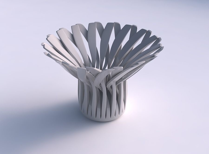 Bowl wide top with twisted sharp muscle structure tapered