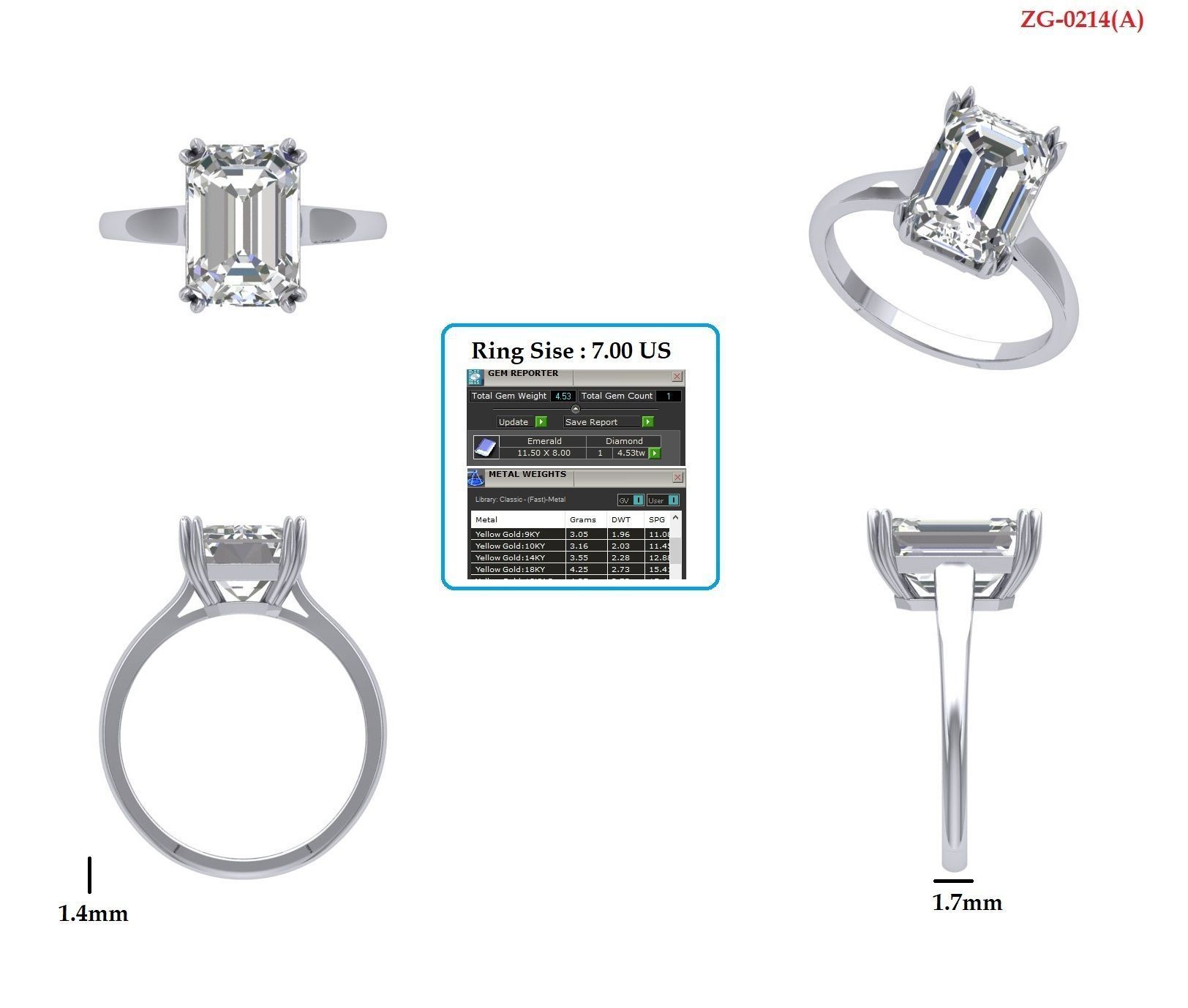 Emerald Soliter Ring 3D print model_6