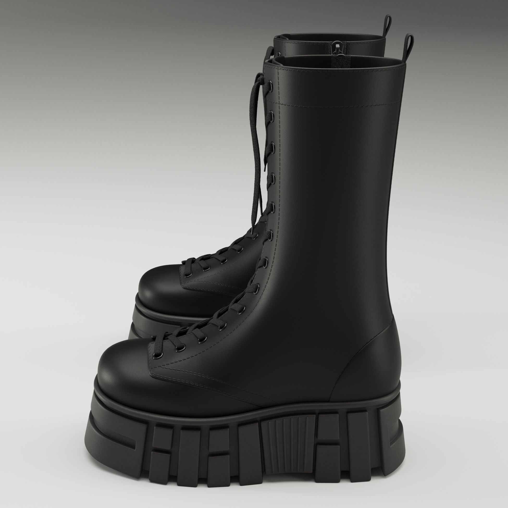 ASOS Design mate battle boots on high platform Low-poly 3D model_12