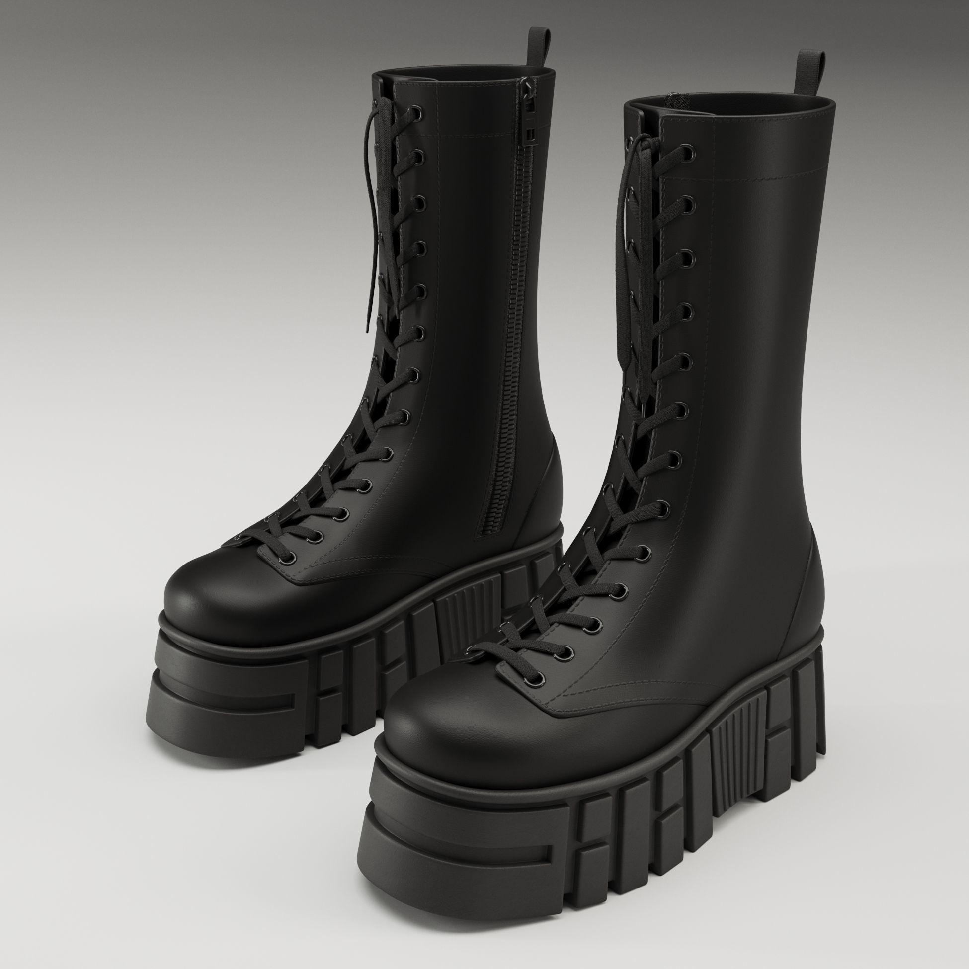 ASOS Design mate battle boots on high platform Low-poly 3D model_13