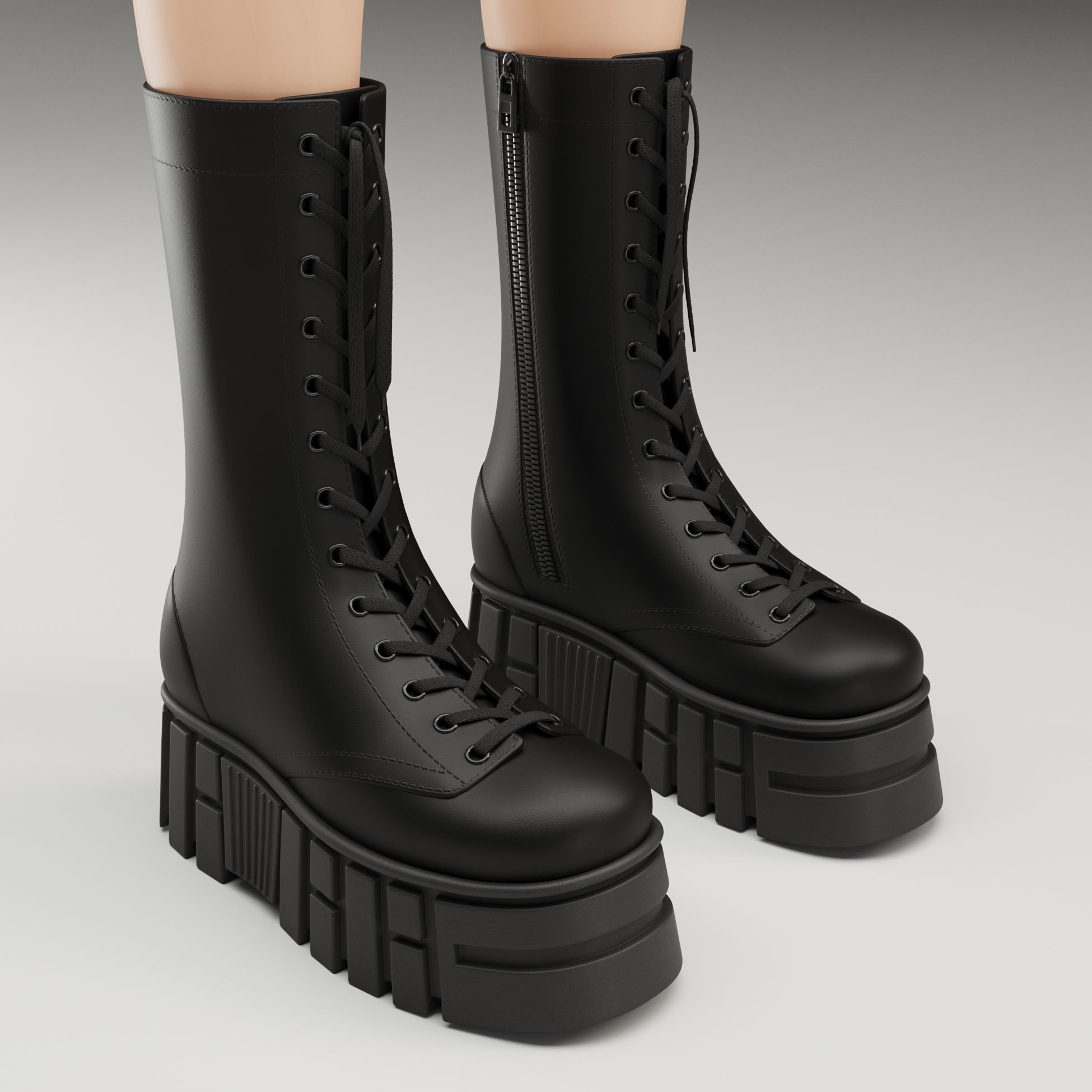 ASOS Design mate battle boots on high platform Low-poly 3D model_1