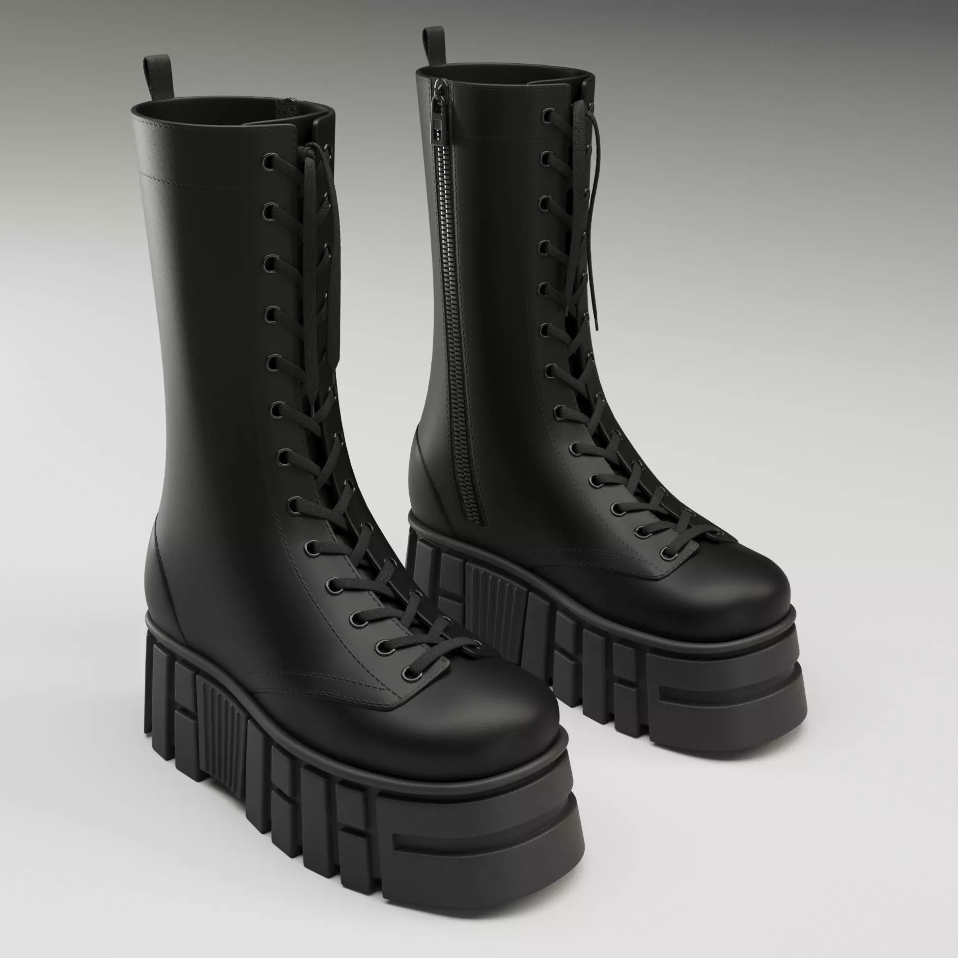 ASOS Design mate battle boots on high platform Low-poly 3D model_0