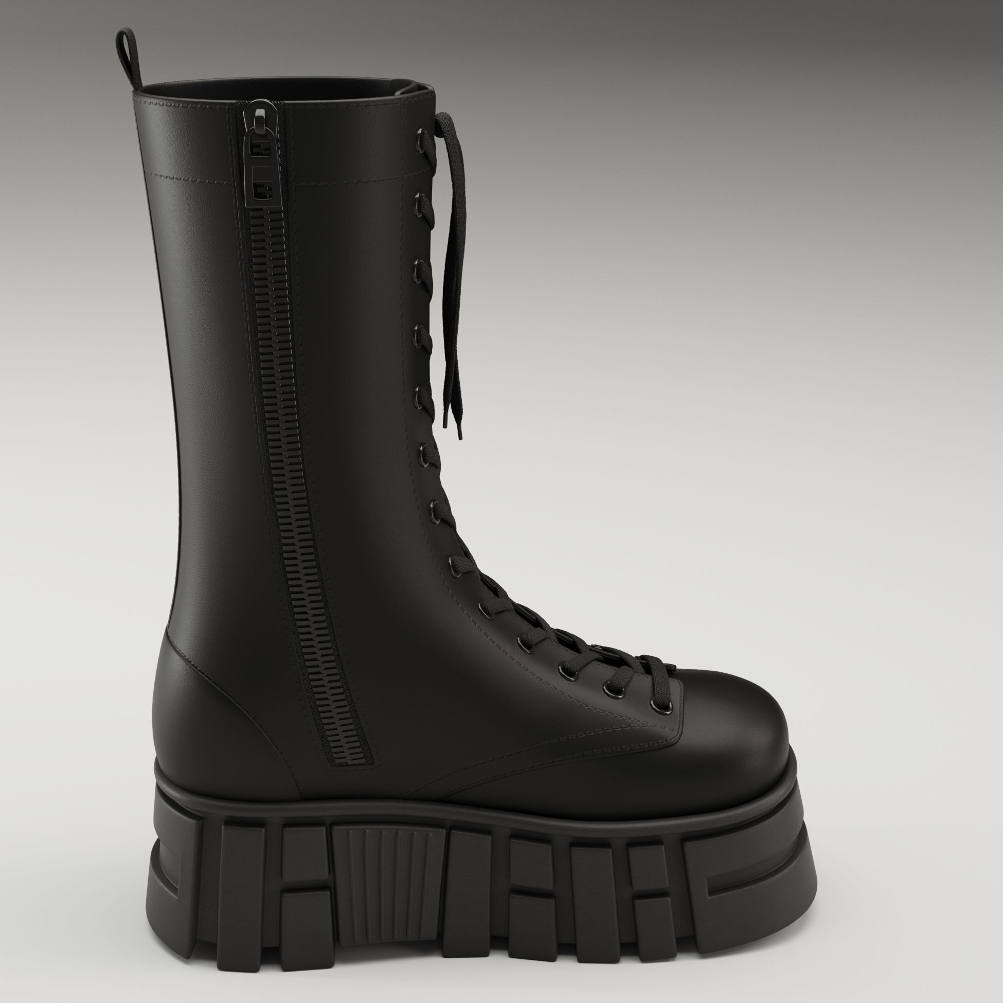 ASOS Design mate battle boots on high platform Low-poly 3D model_6